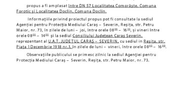 Anunț public privind depunerea solicitării de emitere a acordului de mediu