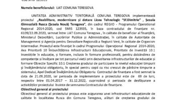 Anunț proiect Teregova