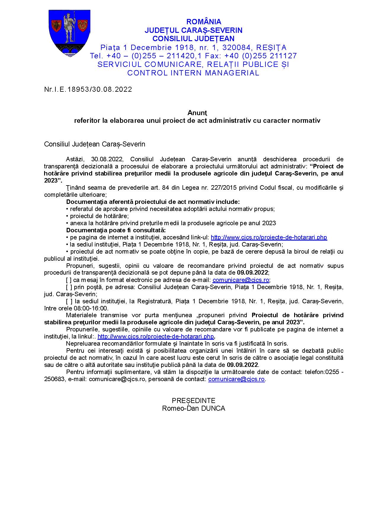 Anun CJ Proiect De Act Administrativ Cu Caracter Normativ Banat TV 