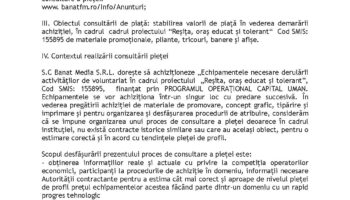 Consultarea pieței privind achiziția de materiale promoționale