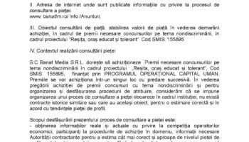 Consultarea pieței privind achiziția de premii pentru concursuri