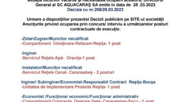 Posturi Vacante AQUACARAȘ