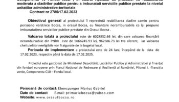 Lansare proiect „REABILITARE CLADIRE CAMIN PENTRU PERSOANE VARSTNICE BOCSA”