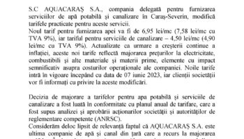 Majorare tarife la serviciile de apă și canalizare