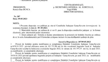 Convocare a Consiliului Județean în 15 mai 2023