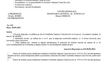 Dispoziție de convocare a Consiliului Judeţean Caraş-Severin