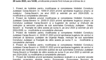 Convocare a Consiliului Județean Caraș-Severin