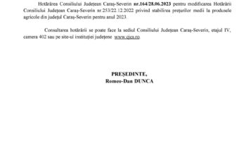 Hotărârea adoptată în ședința CJ din 28.06.2023