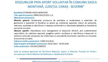 „PNRR: Fonduri pentru România modernă și reformată!” C3 – Managementul deșeurilor