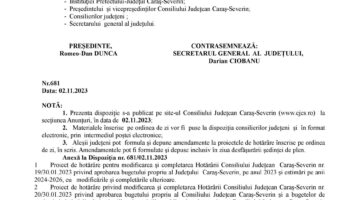 Convocare a Consiliului Judeţean Caraş-Severin