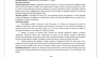 Finalizarea proiectului „Reabilitarea Scolii Gimnaziale nr. 2, Reșița”