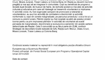 Finalizare proiect „Reșița, oraș educat și tolerant”