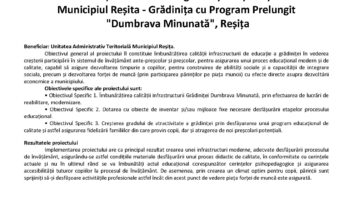 Finalizare proiect – Grădinița cu Program Prelungit „Dumbrava Minunată”, Reșița