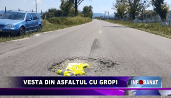 Vesta din asfaltul cu gropi