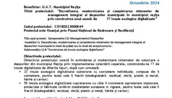 Demarare proiect de dezvoltare modernizare și completare a sistemului de management integrat al deșeurilor în municipiul Reșița