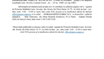 Depunerea solicitarii de emitere a  etapei de evaluare initiala – S S.C. STORAGE RENEN FARM  S.R.L
