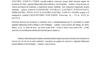 Anunţ public privind decizia etapei de încadrare – Ezeriș 4