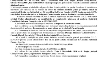 Anunț de participare la licitație publică