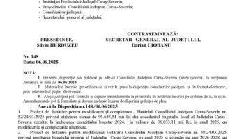 Convocare a Consiliului Judeţean Caraş-Severin pentru data de 13 iunie 2025