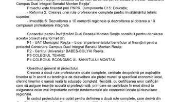 Comunicat începere proiect “Construire Campus Dual Integrat Banatul Montan Reşiţa”