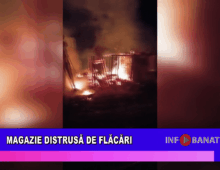 Magazie distrusă de flăcări