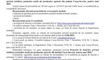 Consiliul Județean Caraș-Severin anunţă deschiderea procedurii de transparenţă decizională