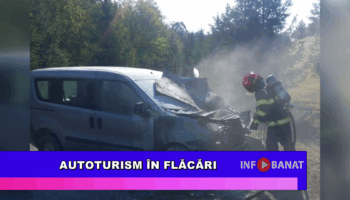 Autoturism în flăcări