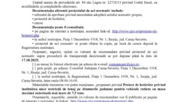 Proiect de act administrativ cu caracter normativ