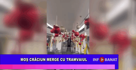 Moș Crăciun merge cu tramvaiul