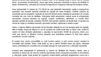 Servicii de urgență mai rapide în Valea Almăjului (RORS00191)
