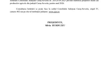 Hotărârea Consiliului Județean Caraș-Severin nr. 54/29.04.2026