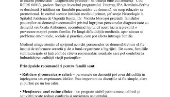 Întâlniri cu familiile pacienţilor cu demenţă