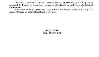 Hotărârea Consiliului Județean Caraș-Severin nr. 68/11.05.2026