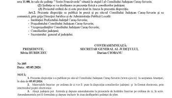 Convocare a Consiliului Judeţean Caraş-Severin de 11.05.2026