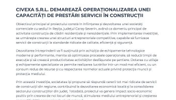 Demarare proiect “Operaționalizare capacității de prestări servicii în construcții” – CIVEXA SRL
