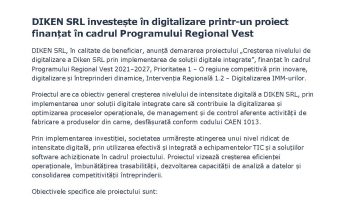 Demararea proiectului “Creșterea nivelului de digitalizare a Diken SRL prin implementarea de soluții digitale integrate”