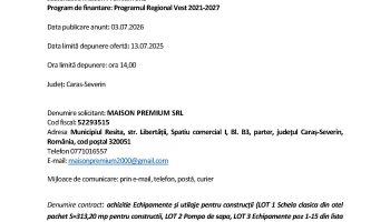 Participare la procedură competitivă beneficiar privat – Maison Premium SRL