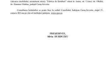 Hotărâri adoptate în ședința Consiliului Județean Caraș-Severin din data de 24.08.2026