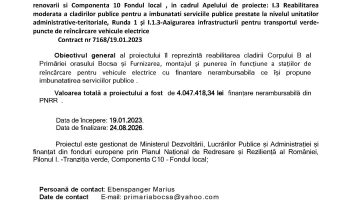 Finalizare proiect “Reabilitare clădire Corp B al primăriei orașului Bocșa, județul Caraș-Severin”