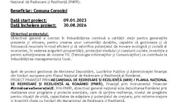 Finalizare proiect “Realizarea unui sistem inteligent de management local în comuna Coronini, județul Caraș-Severin”