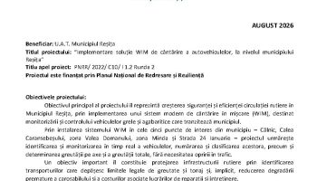 Finalizare proiect: “Implementare soluție WIM de cântărire a autovehiculelor, la nivelul municipiului Reșița”