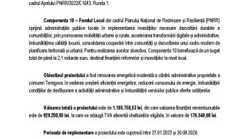 Finalizare proiect „Reabilitare și reabilitare energetică cladire administrativă Teregova”