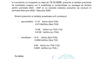 Ajustare tarife Aquacaraș