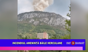 Incendiul amenință Băile Herculane
